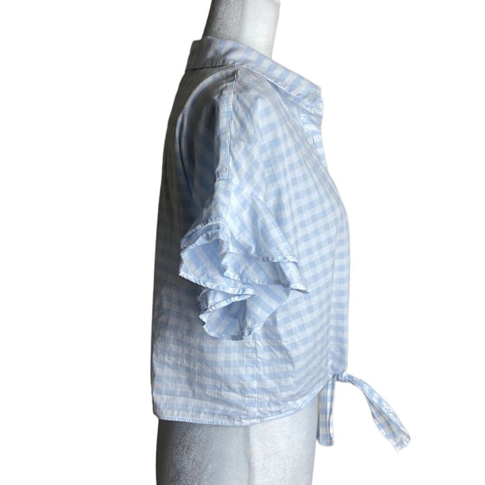 Cupcakes and Cashmere Sunnie Tie Hem 100% Cotton Gingham Shirt Women's Size M - Picture 7 of 10